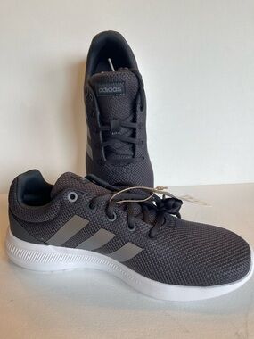NIB ADIDAS WOMENS LITERACER CLN 2.0 SNEAKER CARBON/IRON METALLIC/CORE BLK SZ 8.5